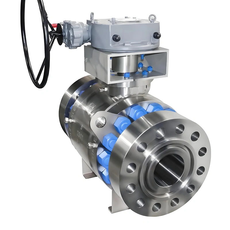 ANSI CE DN200 Class 2500LB Stainless Steel F316 Flange-RTJ 3-Piece Worm Gear Trunnion Ball Valve