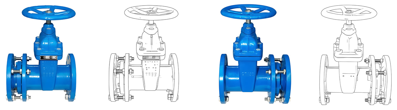 Ductile Iron Metal-Seated Flanged Connection Telescopic Soft Seal Mechanical Gate Valve