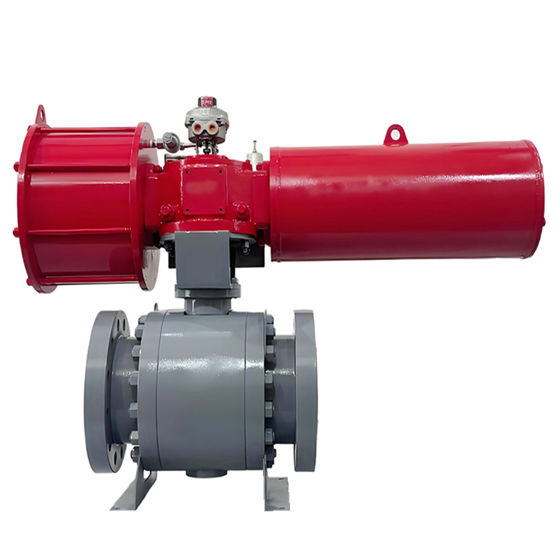 API ASME 8 Inch DN200 600LB A105 RF Flanged Hard Seal Trunnion-Mounted Ball Valve with Pneumatic Actuator