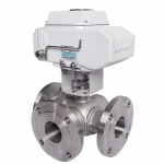 DN100 PN16 Stainless Steel Electric PTFE Metal Seal 3 Way Flange Ball Valve