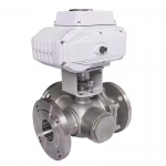 DN100 PN16 Stainless Steel Electric PTFE Metal Seal 3 Way Flange Ball Valve