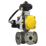 DN50 Class1500LB 4-Way Flange Ball Valve Stainless Steel F316L Casting for Industrial Use with Pneumatic Actuator