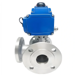 Electric Stainless Steel 3-Way Flange Ball Valve Electric Actuator Thread V Style Ball Valve