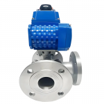 Electric Stainless Steel 3-Way Flange Ball Valve Electric Actuator Thread V Style Ball Valve