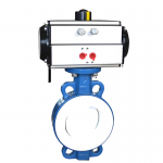 DN50~DN600 PN16 GGG40 Pneumatic Wafer PTFE Lined Butterfly Valve