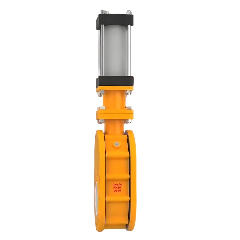 DN100 PN16 Pneumatic Ceramic Discharge Double Gate Valve