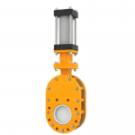 DN100 PN16 Pneumatic Ceramic Discharge Double Gate Valve