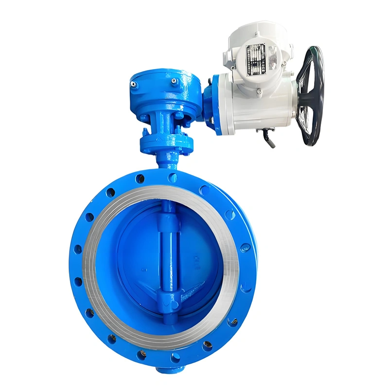 Ductile Iron/Cast Steel Electric Flanged Double Eccentric Soft Seal Butterfly Valve