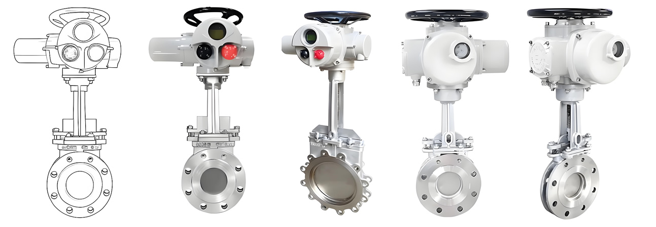 Stainless Steel Flanged Low Pressure Knife Gate Valve Driven by Electric Actuator