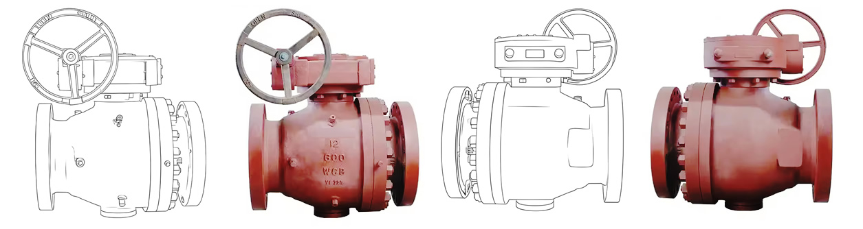 API 6D 600LB DN300 12inch High-Pressure Stainless Steel WCB Turbine Fixed (Trunnion-Mounted) Ball Valve