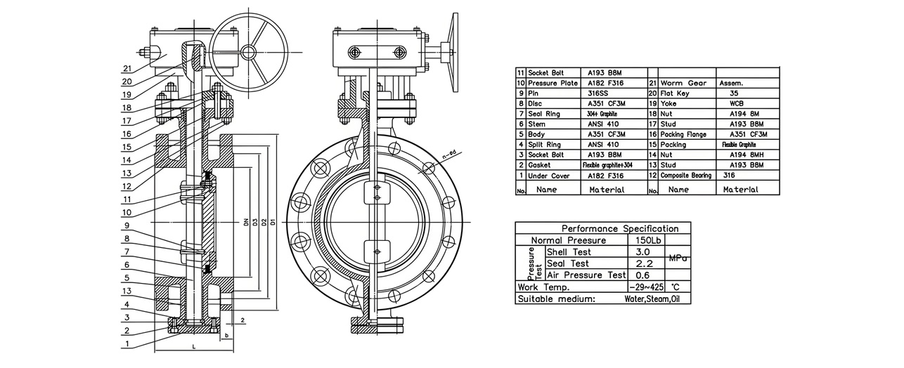 Large-Diameter Triple Eccentric Hard Seal Butterfly Valve