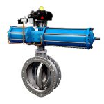 PN10 DN400 WCB Stainless Steel 304/316L Large Diameter Three Eccentric Metal Sealing Pneumatic Butterfly Valve