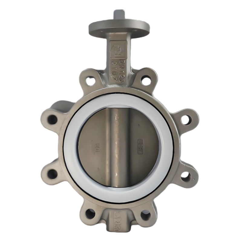 DN125 PN16 CF8M Stainless Steel Lug-Type Butterfly Valve with PTFE Lining Concentric Line Butterfly Valves