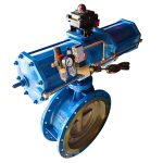 PN10 DN400 WCB Stainless Steel 304/316L Large Diameter Three Eccentric Metal Sealing Pneumatic Butterfly Valve