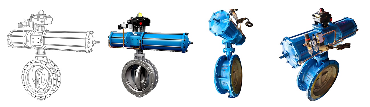 WCB Stainless Steel 304/316L Large Diameter Three Eccentric Metal Sealing Pneumatic Butterfly Valve