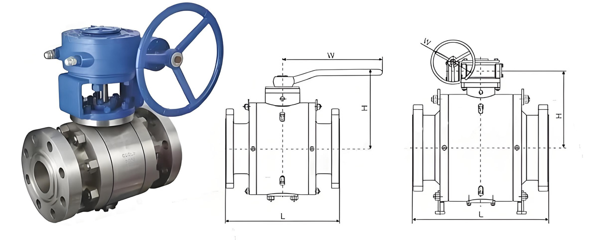 High Temperature/Pressure 304 Stainless Steel Resistant Manual Power Forged Three Piece Flanged Floating Ball Valve