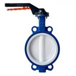 API 609 ASME CE DN150 PN10 GGG40 Ductile Iron 2507 Duplex Steel PTFE Full-Lined Wafer Type Midline Soft Seal Butterfly Valve