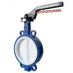 API 609 ASME CE DN150 PN10 GGG40 Ductile Iron 2507 Duplex Steel PTFE Full-Lined Wafer Type Midline Soft Seal Butterfly Valve