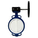 API 609 ASME CE DN200 PN10 GGG40 Ductile Iron 2507 Duplex Steel PTFE Full-Lined Wafer Type Concentric Line Soft Seal Butterfly Valve