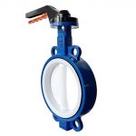 API 609 ASME CE DN150 PN10 GGG40 Ductile Iron 2507 Duplex Steel PTFE Full-Lined Wafer Type Midline Soft Seal Butterfly Valve
